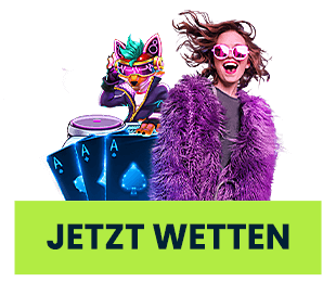 Stylisches Bild mit Spielerin und Jetzt wetten Button
